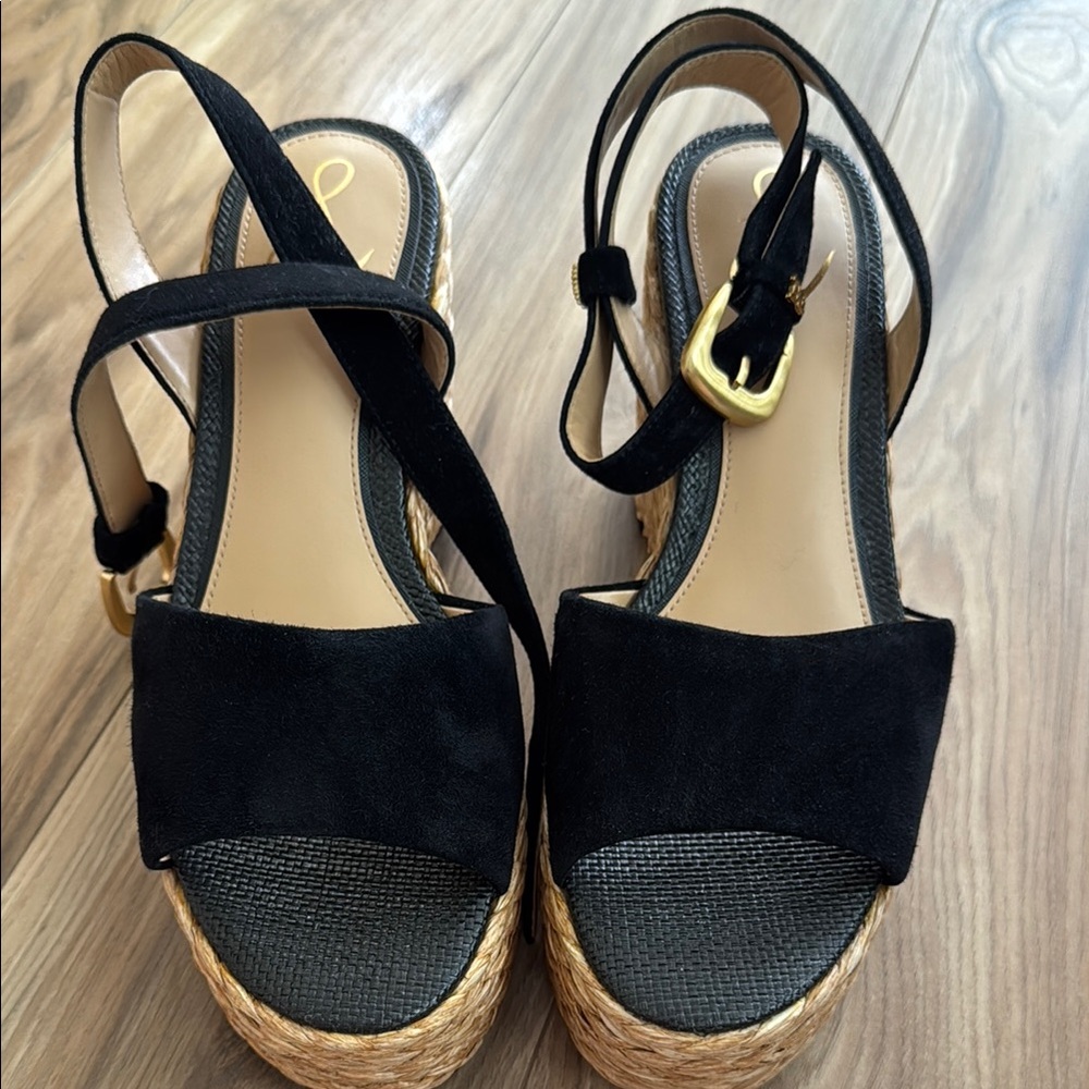 Sam Edelman Black Wedge Sandals